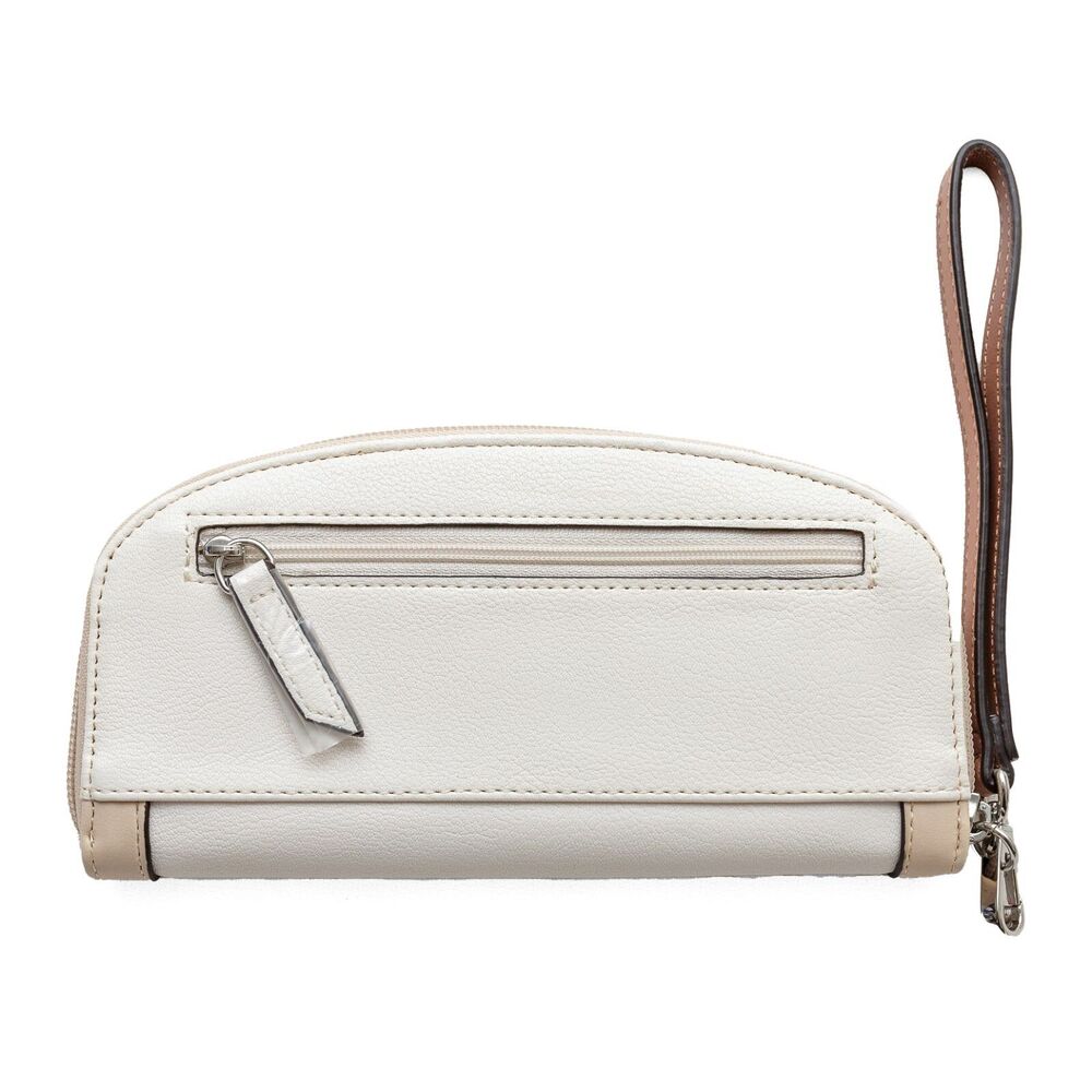 Nine West Zip Around Wristlet Wallet White Light Beige Trim - Back Zip Pocket - Picture 2 of 6